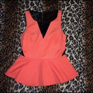 Coral peplum Top